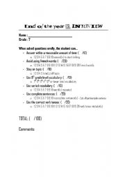 English Worksheet: Oral Interview (Grade 7 - Canada)