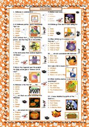 English Worksheet: Halloween Quiz!