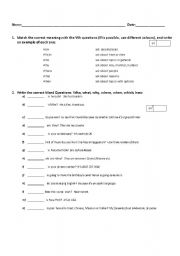 English Worksheet: Wh Questions