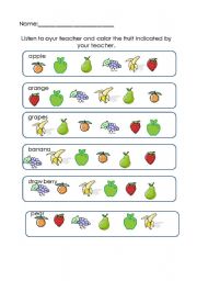 English worksheet: Fruits