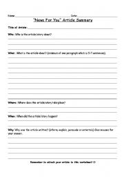 English Worksheet: News for You