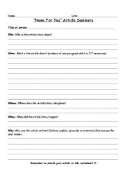 English worksheet: News for You