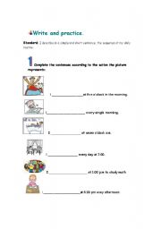 English worksheet: DAILY ROUTINE