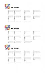 English worksheet: numbers