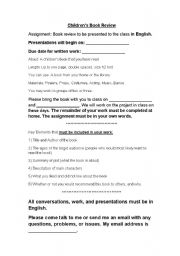 English worksheet: Book Review *Fully editable