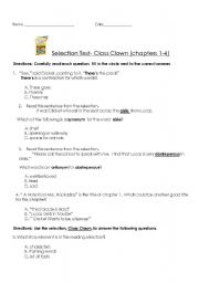 English worksheet: Class Clown- Selection test