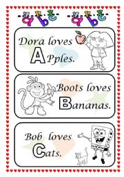 English Worksheet: ABC with Dora, Boots and Bob