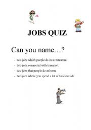 English worksheet: jobs quiz