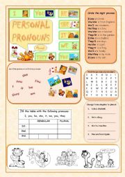 English Worksheet: personal pronouns worksheet