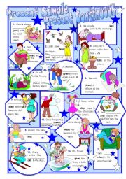 English Worksheet: Present Simple or Present Continuous / B&W / Key