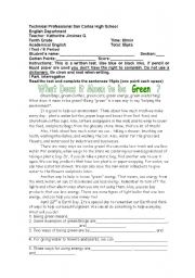 English Worksheet: environment and linking words test