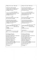 English worksheet: song to complete with the days of the week