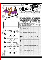 English Worksheet: RC Series Level 01_Scary Edition_09 Bat (Fully Editable + Key)