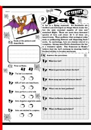 English Worksheet: RC Series Level 01_Scary Edition_09 Bat (Fully Editable + Key)