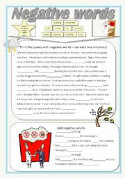 English Worksheet: Negative words