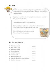 English Worksheet: Reading comprehension about a personal description