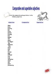 English worksheet: Comparatives and superlatives