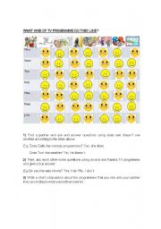 What kind of TV programme do they like? - ESL worksheet by maribelinna