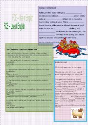 English Worksheet: FCE   -    Use of English