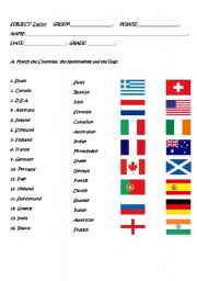 English Worksheet: COUNTRIES AND NATIONALITIES