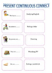 English Worksheet: Present Continuous connect