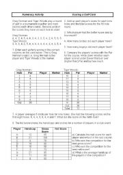 English worksheet: Scoring a Golf Card