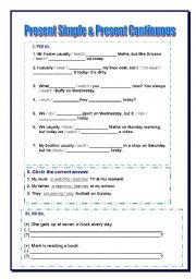 English Worksheet: Present Simple & Present Continuous