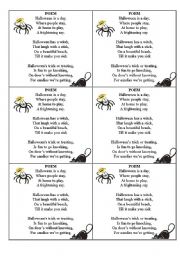 English Worksheet: Halloween Poem (6 sheets)