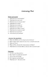 English Worksheet: Listening Test