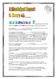 English Worksheet: 3 pages of Home reading with exercises (O.Henry/Municipal Report)