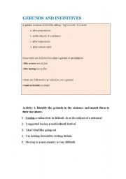 English worksheet: gerunds and infinitives