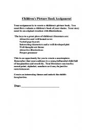 English Worksheet: Childrens Book Assignment