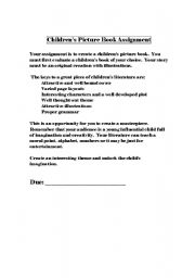 English worksheet: Childrens Book Assignment