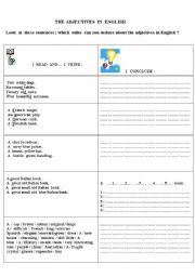 English Worksheet: The adjectives in English : general rules + order of adjectives