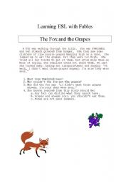 English Worksheet: Learning with Fables: The Fox and the Grapes