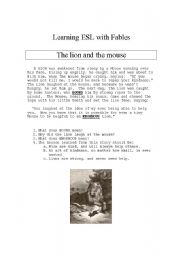 English Worksheet: Learning with Fables: The Lion and the Mouse