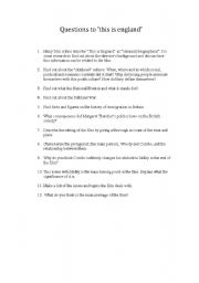 English Worksheet: Worksheet - This is England (Film)