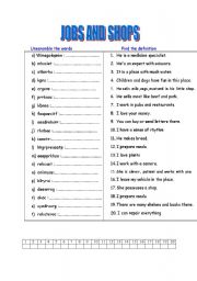 English Worksheet: Jobs and shops