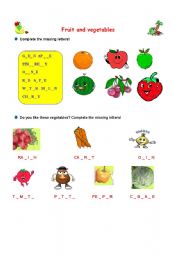 English Worksheet: Fruit and vegetables