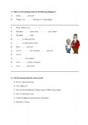 English worksheet: Introducing, first contact