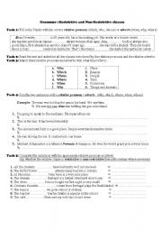 English worksheet: The Restrictive and The Non-Restrictive clauses