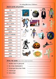 English Worksheet: Vocabulary Matching Worksheet: Halloween