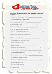 English Worksheet: Question Tags Worksheet