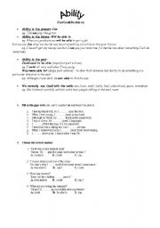 English worksheet: Ability with can (grammar worksheet)