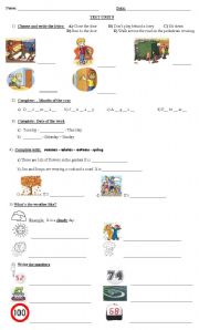 English Worksheet: Imperatives - Seasons - Months - Days - Weather - Numbers