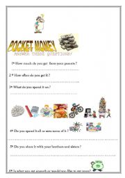 English Worksheet: Teenagers and pocket money