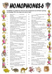English Worksheet: Homophones-6 (Editable with Answer Key)