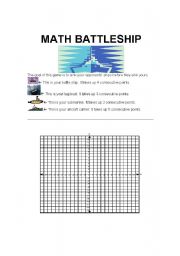 English Worksheet: Math Battleship