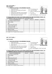 English Worksheet: QUESTIONNAIRE