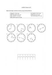 English worksheet: Telling the time (matching)